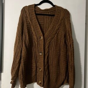 Chunky Knit Brown Cardigan